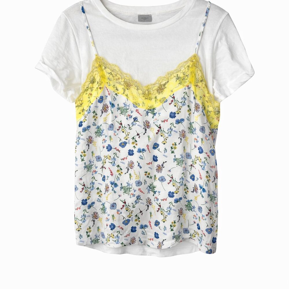 Super cute! MARELLA Sport Floral Camisole with Yellow Lace